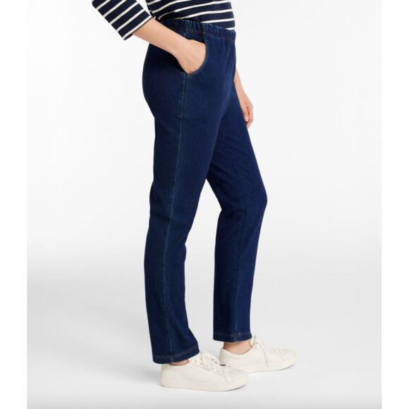 LL Bean Perfect Fit Denim Pants Women’s XL Stonewashed High Rise Tapered Elastic - Picture 15 of 16